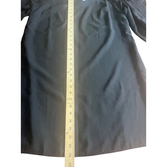 Ann Taylor Black Long-Sleeve Shift Dress With Puff Shoulders Back Zipper Size 6 - Picture 5 of 12